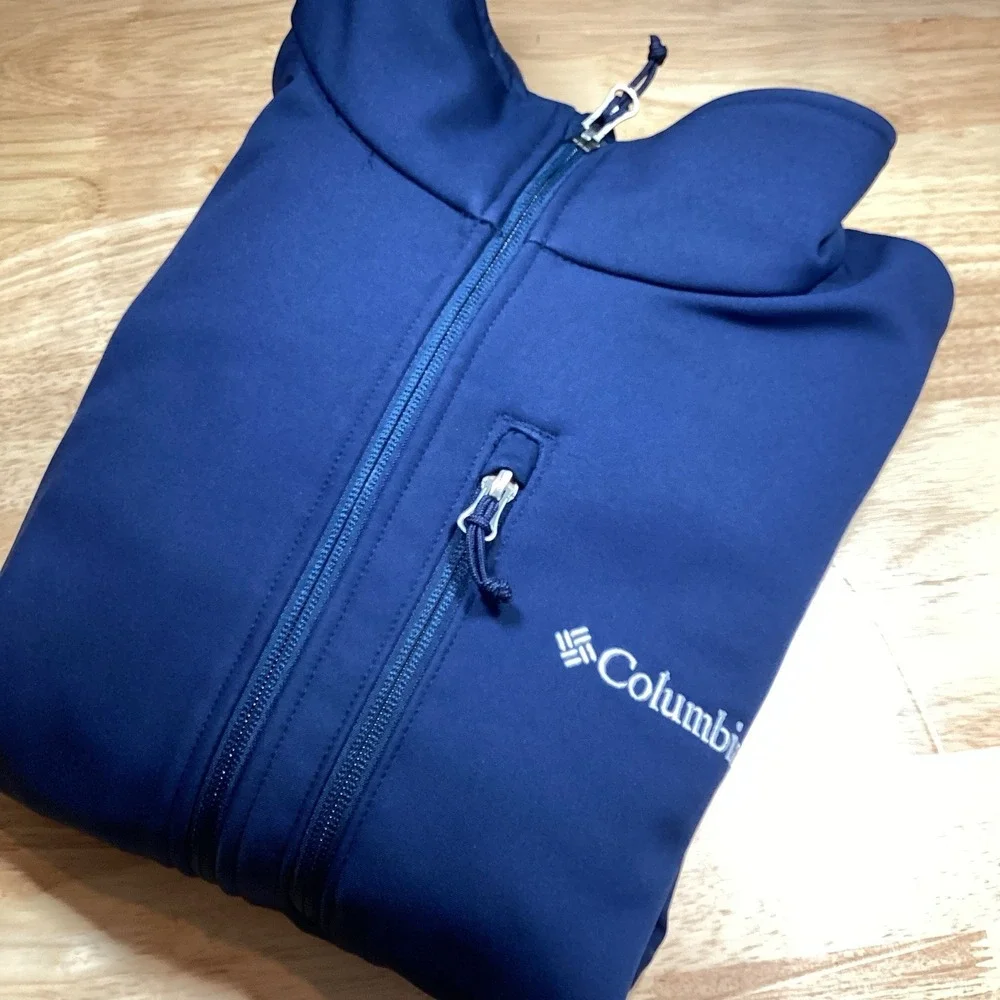 Columbia Ascender Softshell Jacket Men XL Navy Blue Full Zip WM6044 Fleece Lined